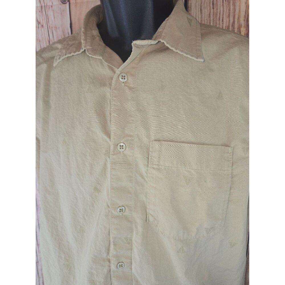 The North Face Mens M Beige Cotton Short Sleeve Sail Boat Print Button-Up Shirt